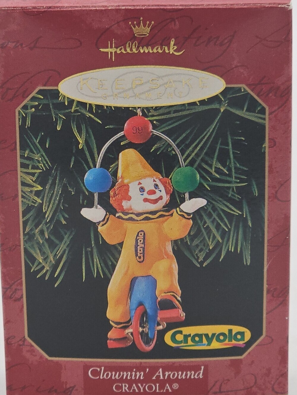 Hallmark Clownin' Around Crayola Keepsake Ornament Clown Trike Vintage New 1999